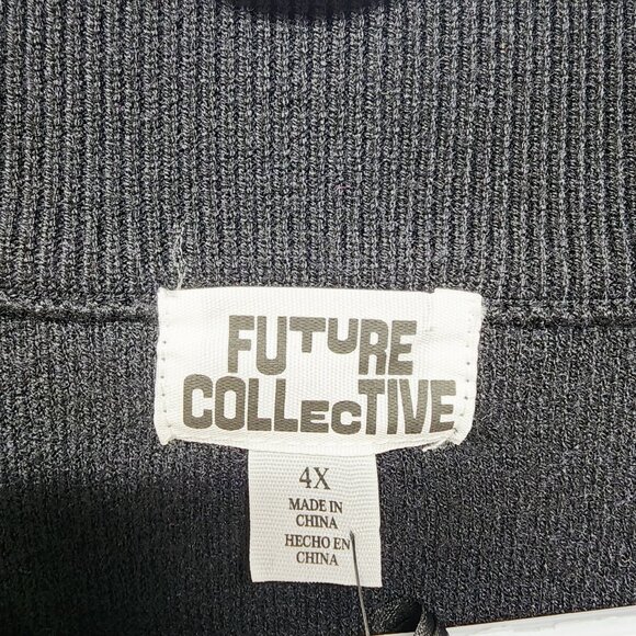 Future Collective Womens Black Zip-Up Cardigan Sweater Size 4X Relaxed Fit - Picture 3 of 5